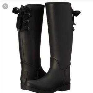 Coach Lace Up High Black Rain Boots